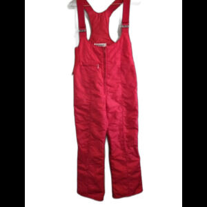 VTG Raven Swing West Snow Bib Pants Womens 12 Medium Red Zipper